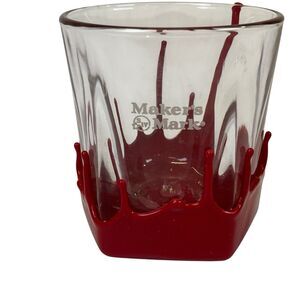 MAKERS MARK Red Wax Drip Bourbon Whiskey Lowball Tumbler / Glass Collector Glass
